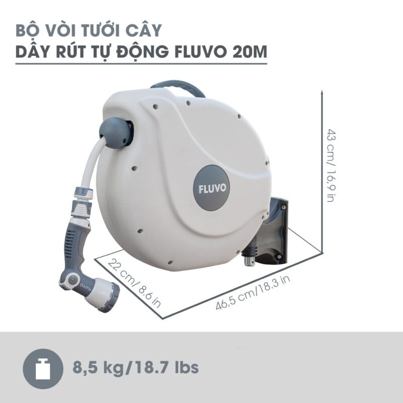 Bộ vòi tưới cây dây rút tự động 20 mét Fluvo FV-20S 22 Bộ vòi tưới cây dây rút tự động 20 mét Fluvo FV-20S