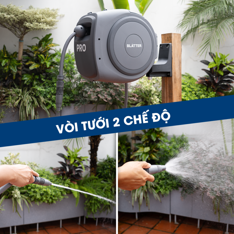 Bộ vòi tưới cây dây rút tự động 30 mét Blatter Pro 26030P 22 Bộ vòi tưới cây dây rút tự động 30 mét Blatter Pro 26030P