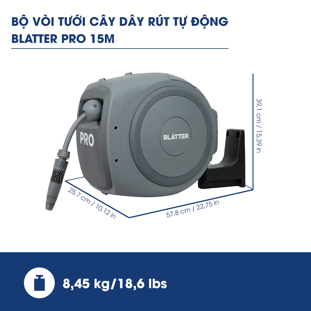 Bộ vòi tưới cây dây rút tự động 30 mét Blatter Pro 26030P 3 Bộ vòi tưới dây rút tự động 20m Blatter Pro 26020P