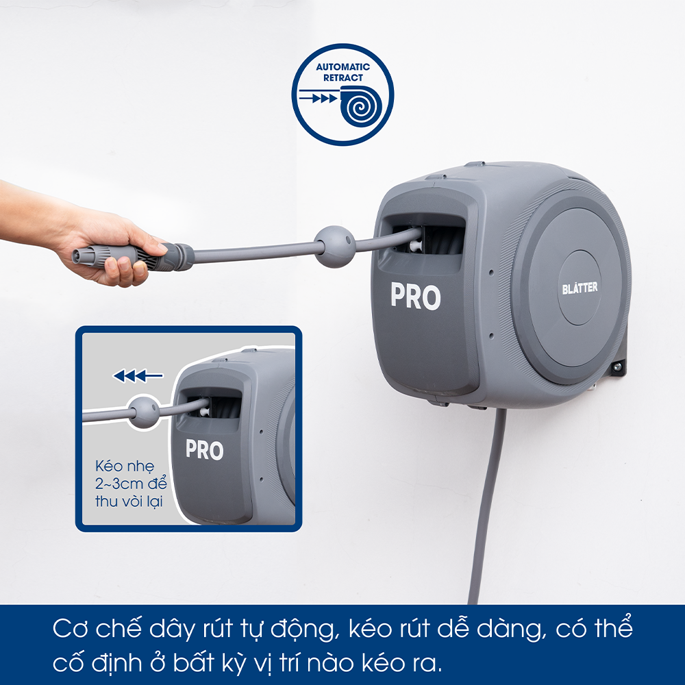 Bộ vòi tưới cây dây rút tự động 30 mét Blatter Pro 26030P 6 Bộ vòi tưới dây rút tự động 20m Blatter Pro 26020P